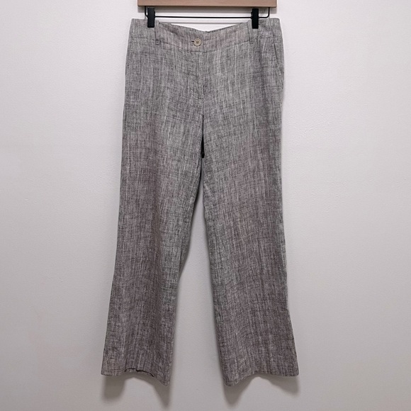 TALBOTS Signature Linen Blend Heather Gray Mid Rise Trouser Pants Size 10 - Picture 4 of 8